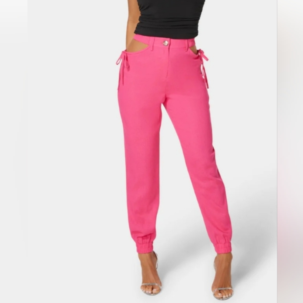 BEBE High Waisted Cut Out Linen Pant NWT Sz 2